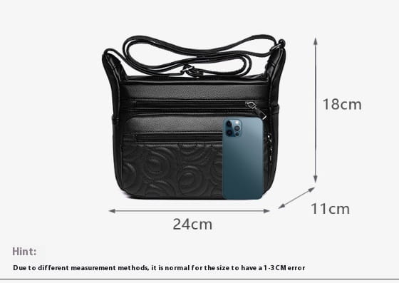 Embossed Casual Fashion Shoulder Messenger Bag with Sandwich Pocket