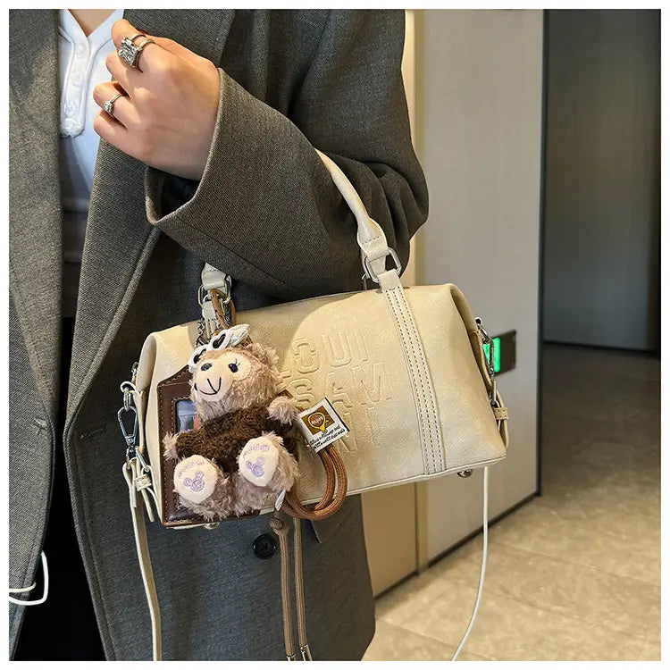 Borsa a tracolla a tracolla in pelle morbida con cerniera per donna