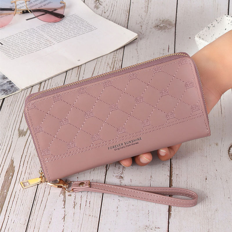 Long Crown Embroidery Thread Single Zip Clutch Wallet Women - Embroidery Thread Wallet Taking Fashion to New Heights