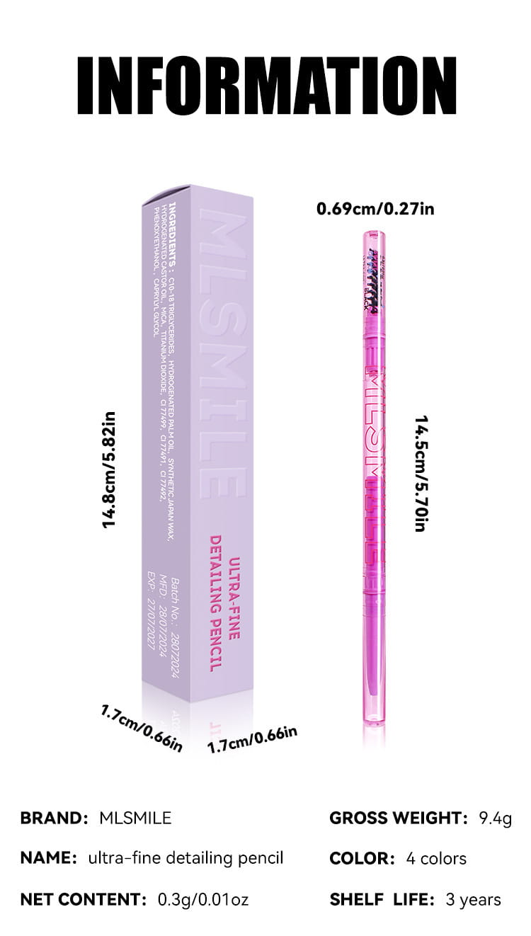 Waterproof Eyebrow Pencil Set with 4 Neutral and Dark Shades