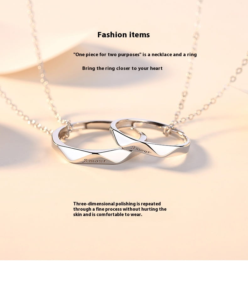 Creative Couple Necklace Sterling Silver Diamond Clavicle Chain