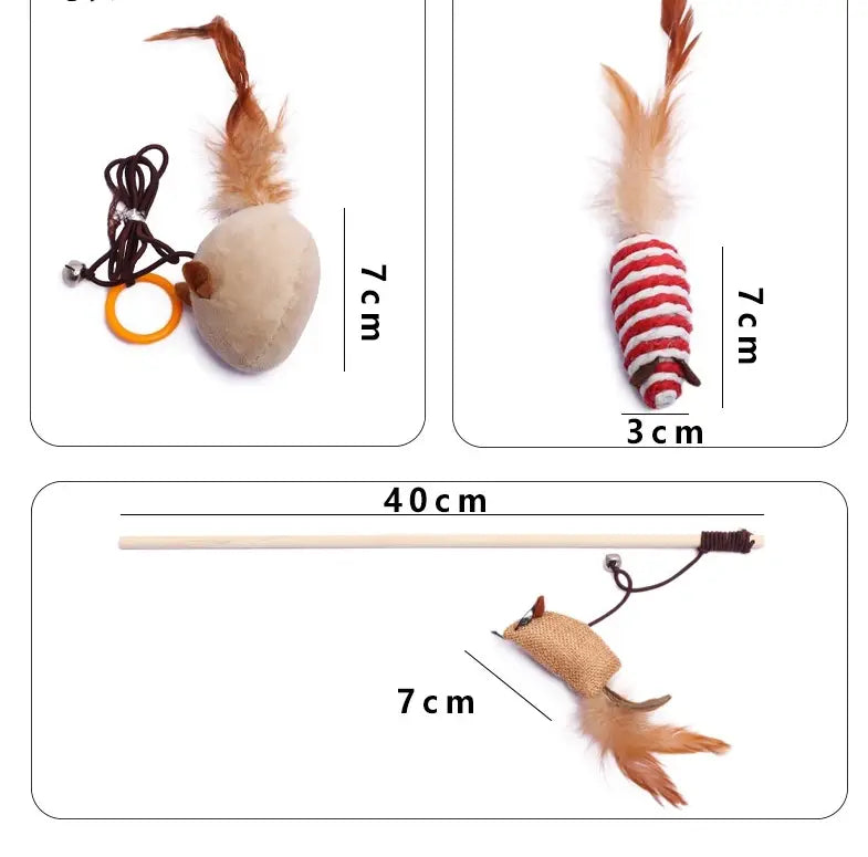 Seitsmetükk puuvill Cat Cat mänguasja, mis on seatud tahketes ja segavärvides