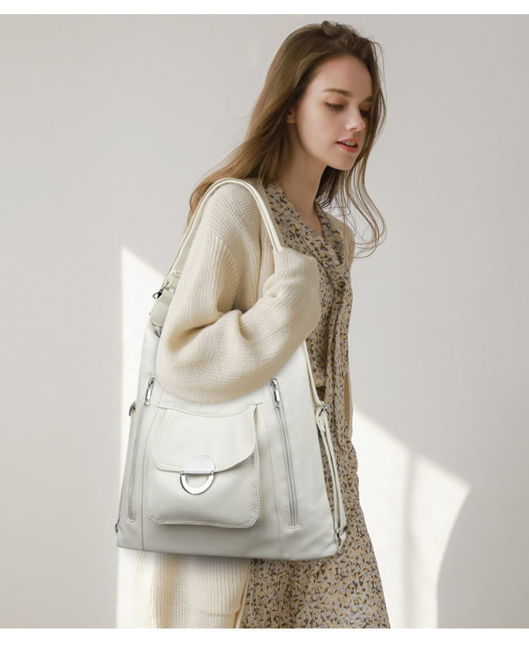 Borsa a tracolla con doppi spalline in argento nero marrone chiaro o bianco