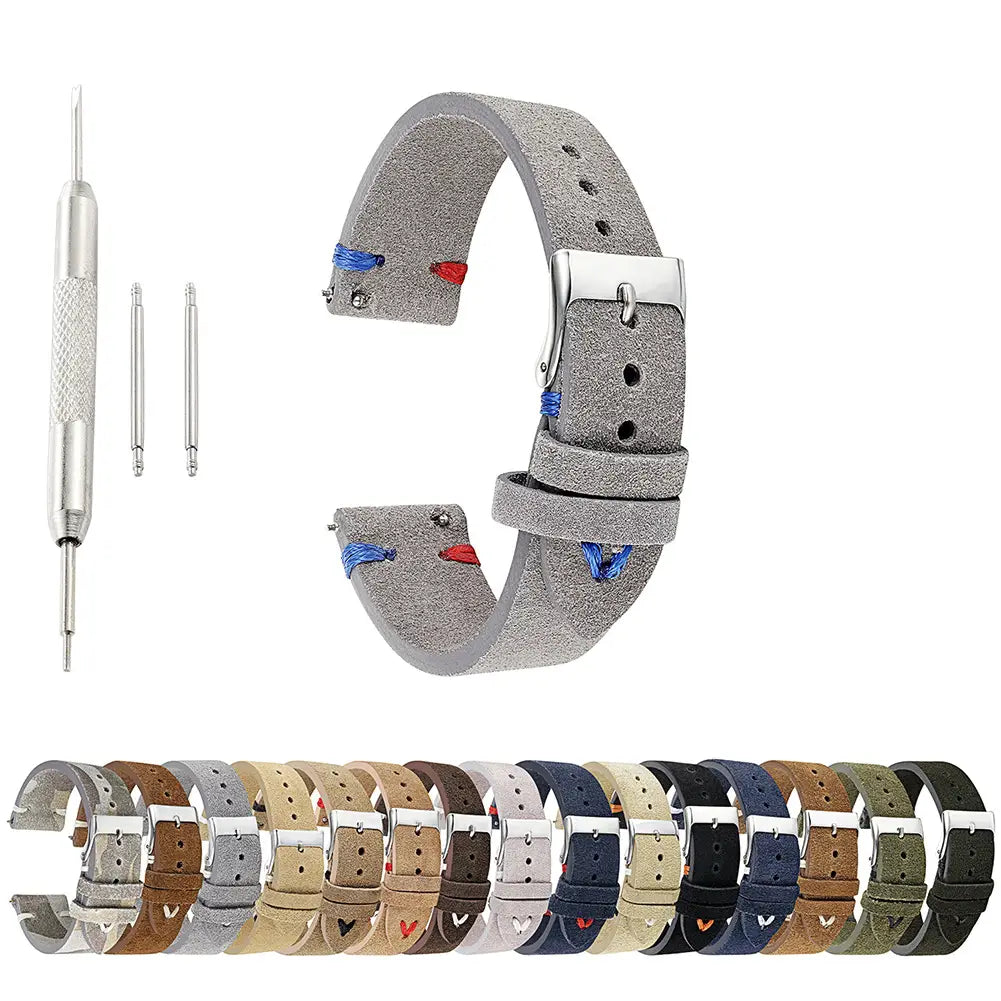 Vintage Suede Strap Hand Stitched Leather Strap