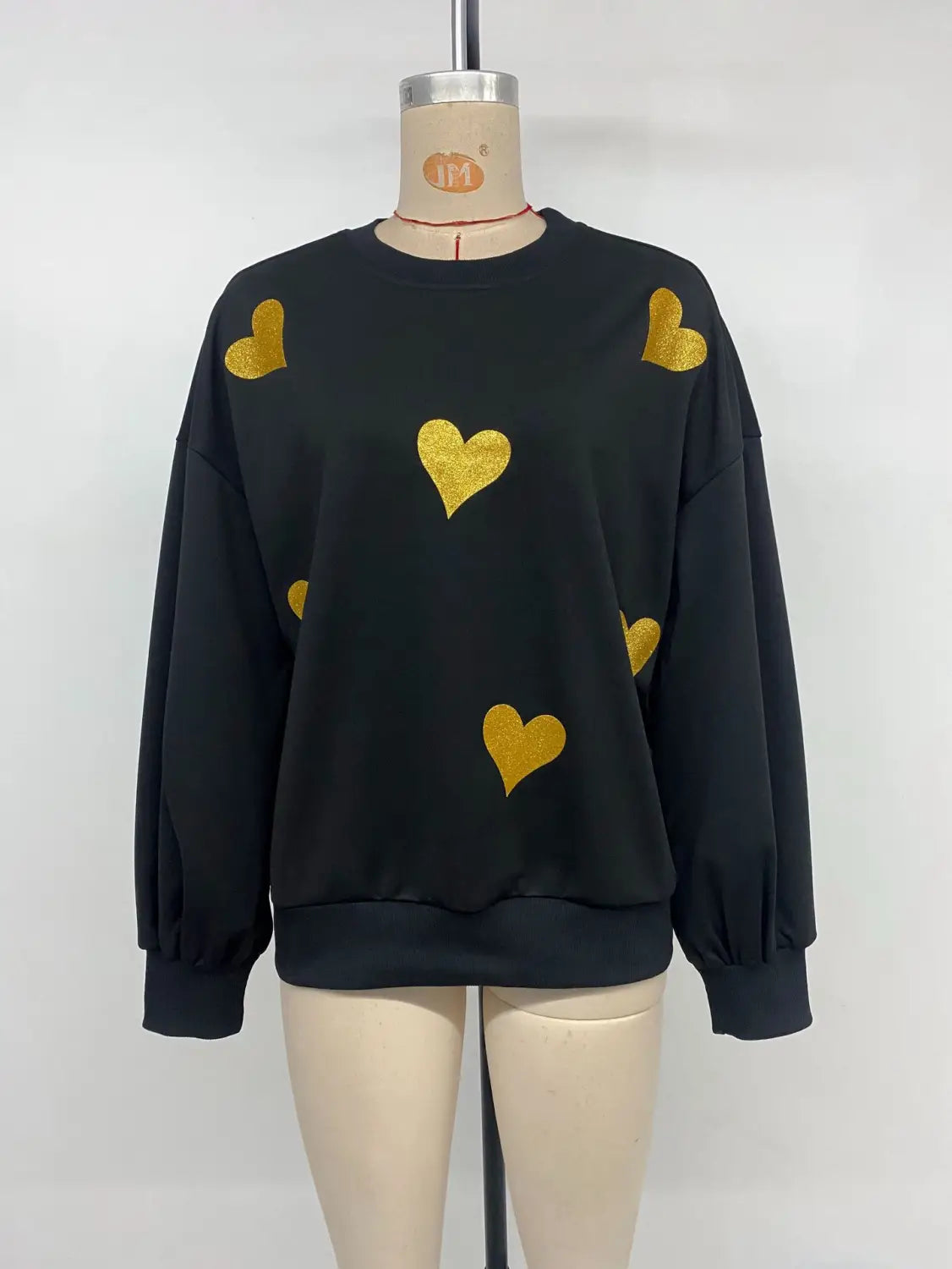 Fekete szív pulóver pulóver nők aranyos pamut kötött hosszú ujjú teteje