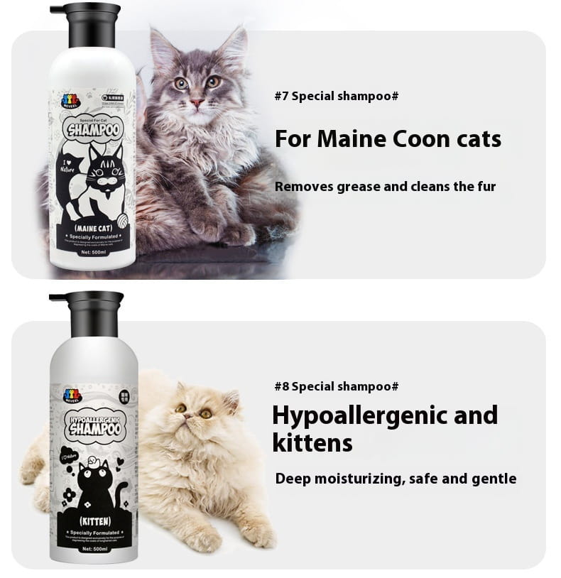 Glóthach cithfholctha cat frith-Mite 500ml do Ragdoll Persian Siamese Sfhynx Shorthair