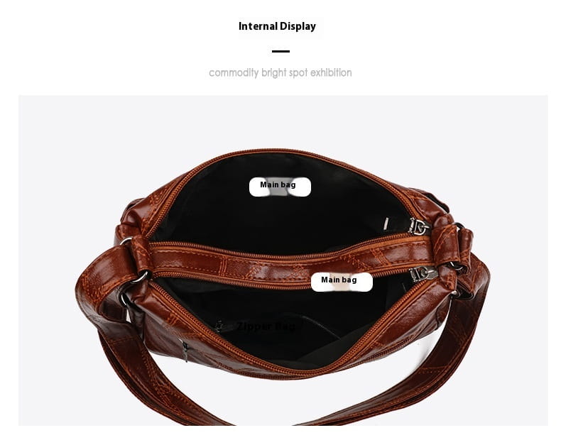 Mála Eagraí Suitcase Leathar PU le póca zipper le haghaidh taistil agus stórála