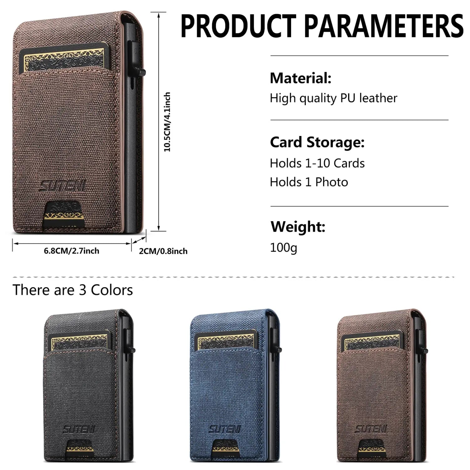 Portefeuille de carte kh2nz portefeuille rétro en cuir magnétique slim bifold pour hommes femmes