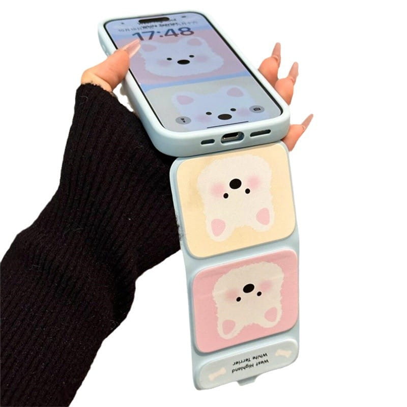 Blush West Highland Case di telefoni cartone animato pieghevole TPU Anti-Fall per iPhone