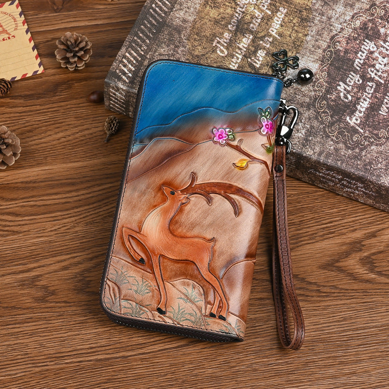 First Layer Cowhide Wallet Long Zip Wallet - First Layer Cowhide Wallet for the Fancy at Heart