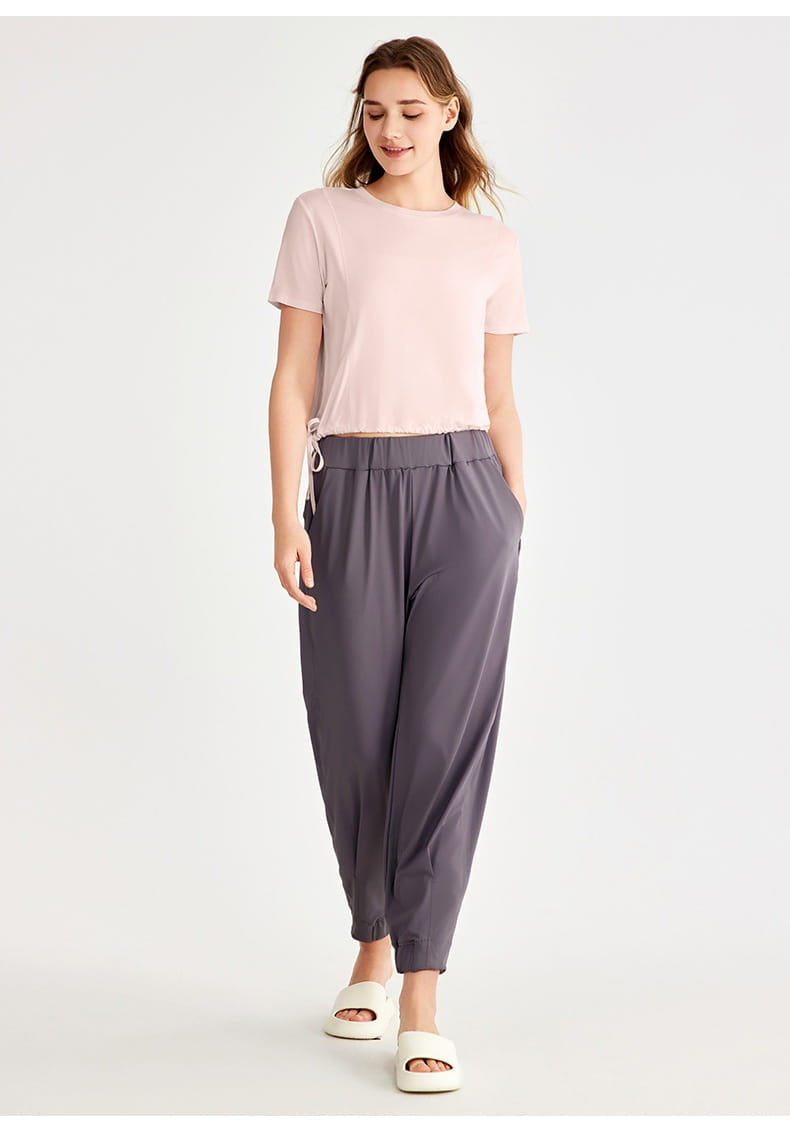 Tricou de antrenament roz roz și negru și negru pentru fitness yoga