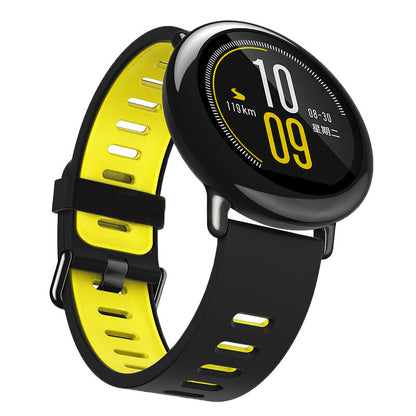 Comhoiriúnach le Huami Strap Silicón Dúbailte Dath Amazfit Smart Watch Banda Wristband Spóirt 