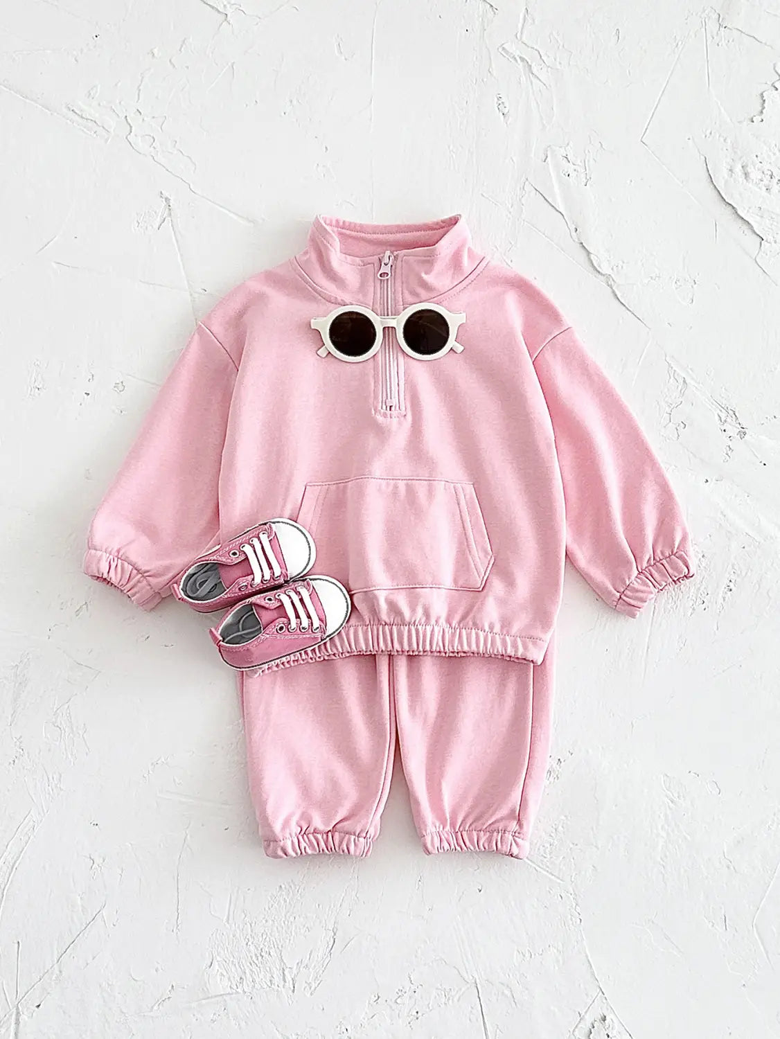 Zipper Stand Collar Long Sleeved Children’s Hoodie Set