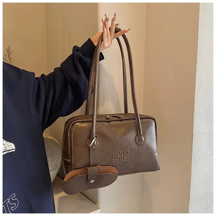 Casual Tote Bag Retro Fashion Polyester Cotton Brown and Red