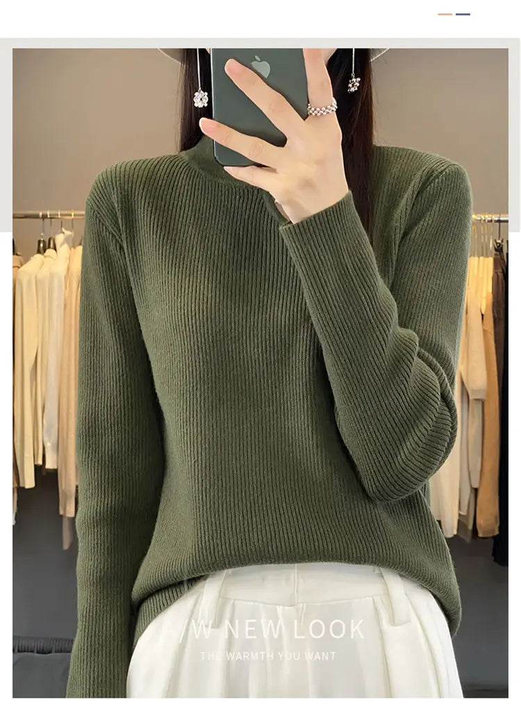 Oversized Wool Pullover Sweater Vintage Loose Fit Retro Crewneck for Women