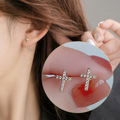 2024 New Fashion Stainless Steel Cross Earrings Product Temperament All Match Birthday Anniversary Earrings Small Gift