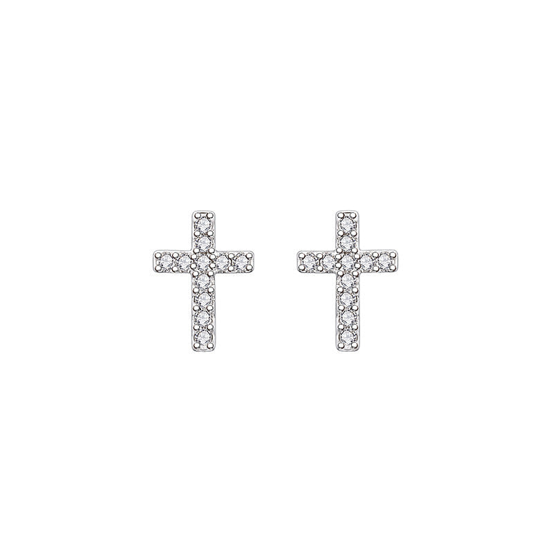 2024 New Fashion Stainless Steel Cross Earrings Product Temperament All Match Birthday Anniversary Earrings Small Gift