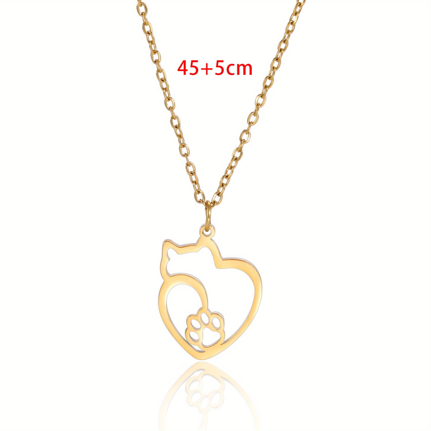 Stainless Steel Pet Silhouette Pendant Cat Small Dog Paw Prints Necklace