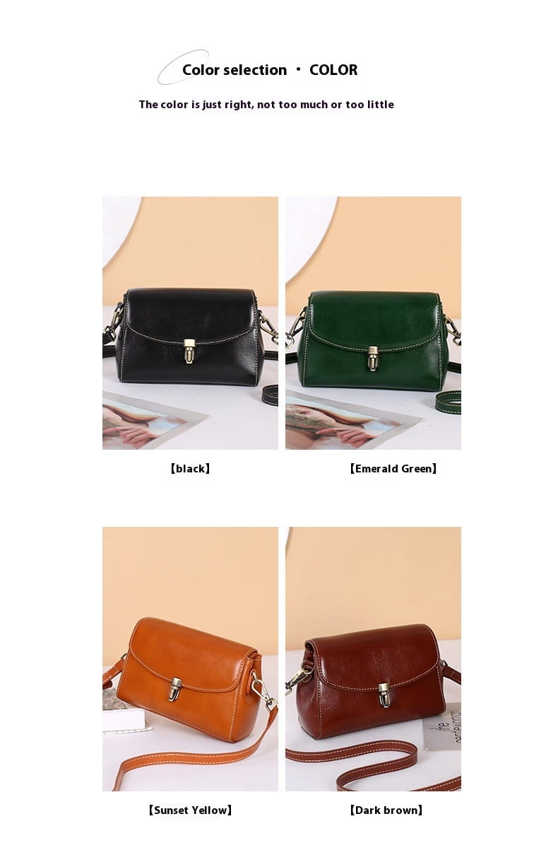 Exquisite Cowhide Small Square Bag with Internal Zipper in Stylish Simple Design
