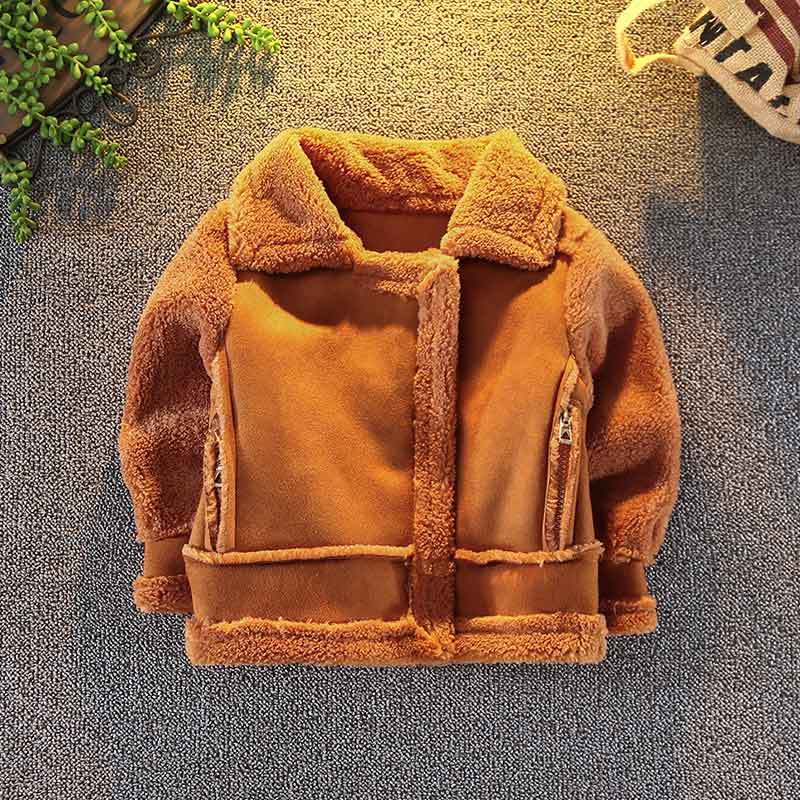 Long-sleeved short brown children’s jacket