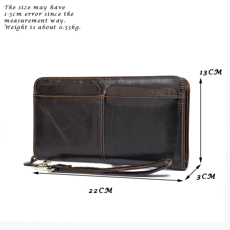 Business Double Pocket Men’s Wallet Long Wallet Multiple Card Slots Genuine Leather Men’s Clutch Clutch - Genuine