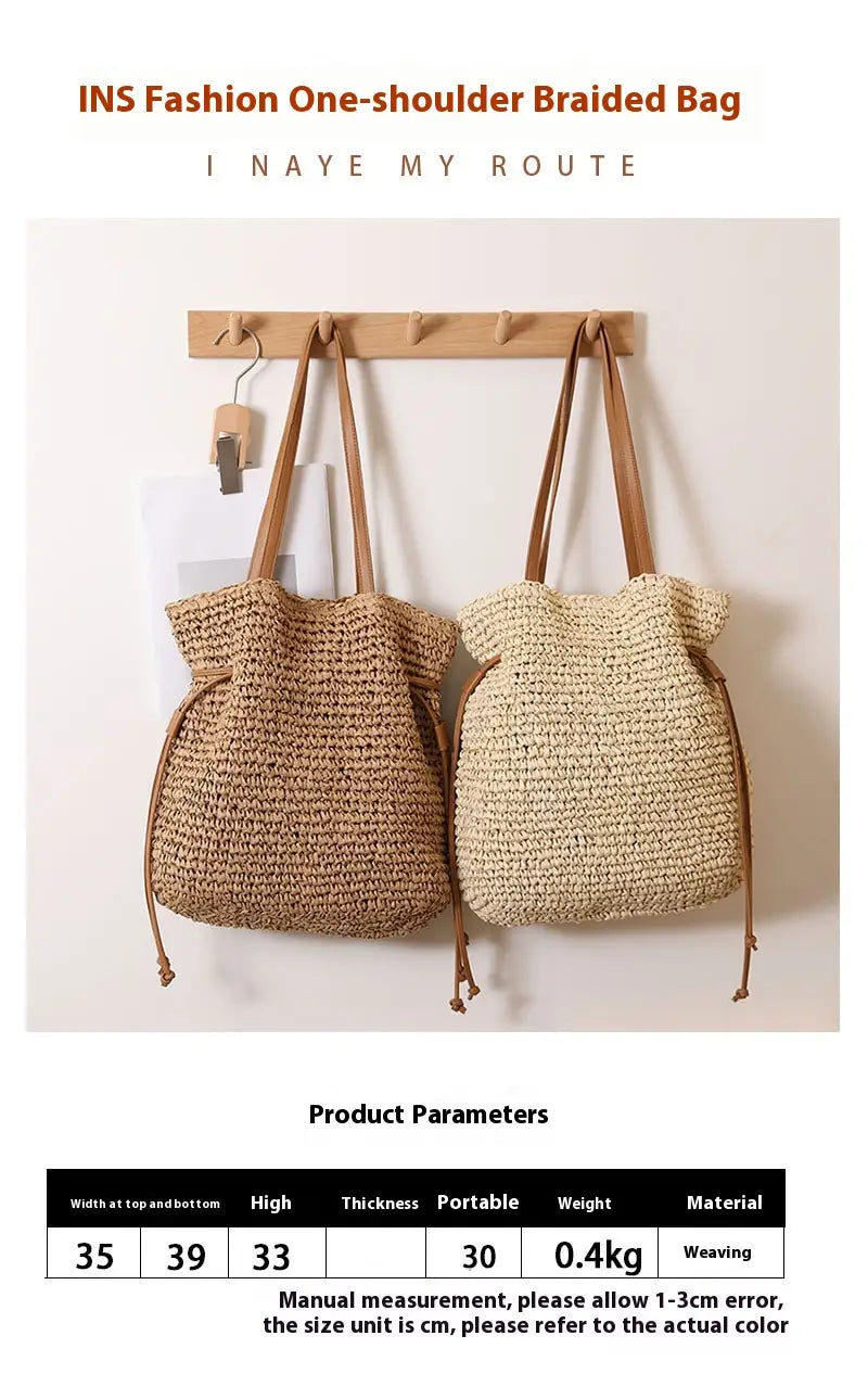 Straw Lucky Borse Coffee Color Medium Spalla con tasca del telefono