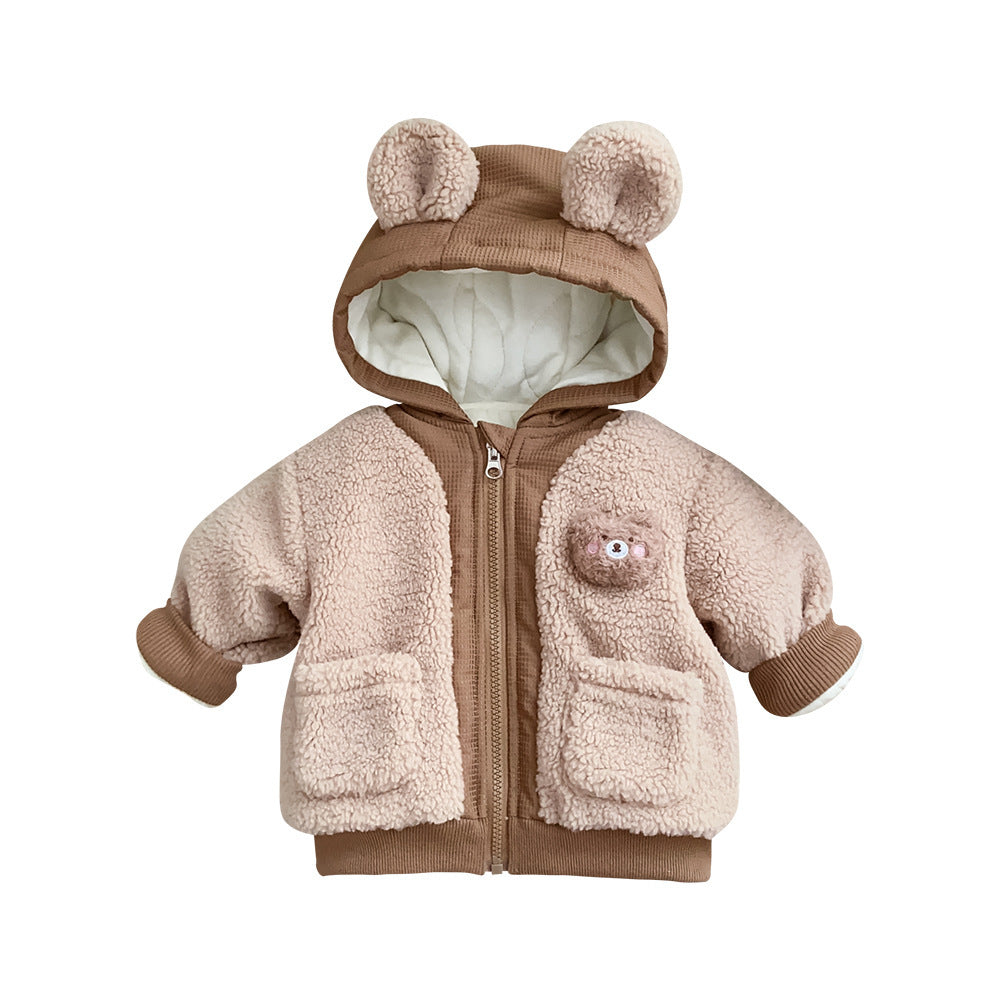 Children’s Winter Jacket Korean-style Cute Bear Plus Velvet Cotton-padded Coat