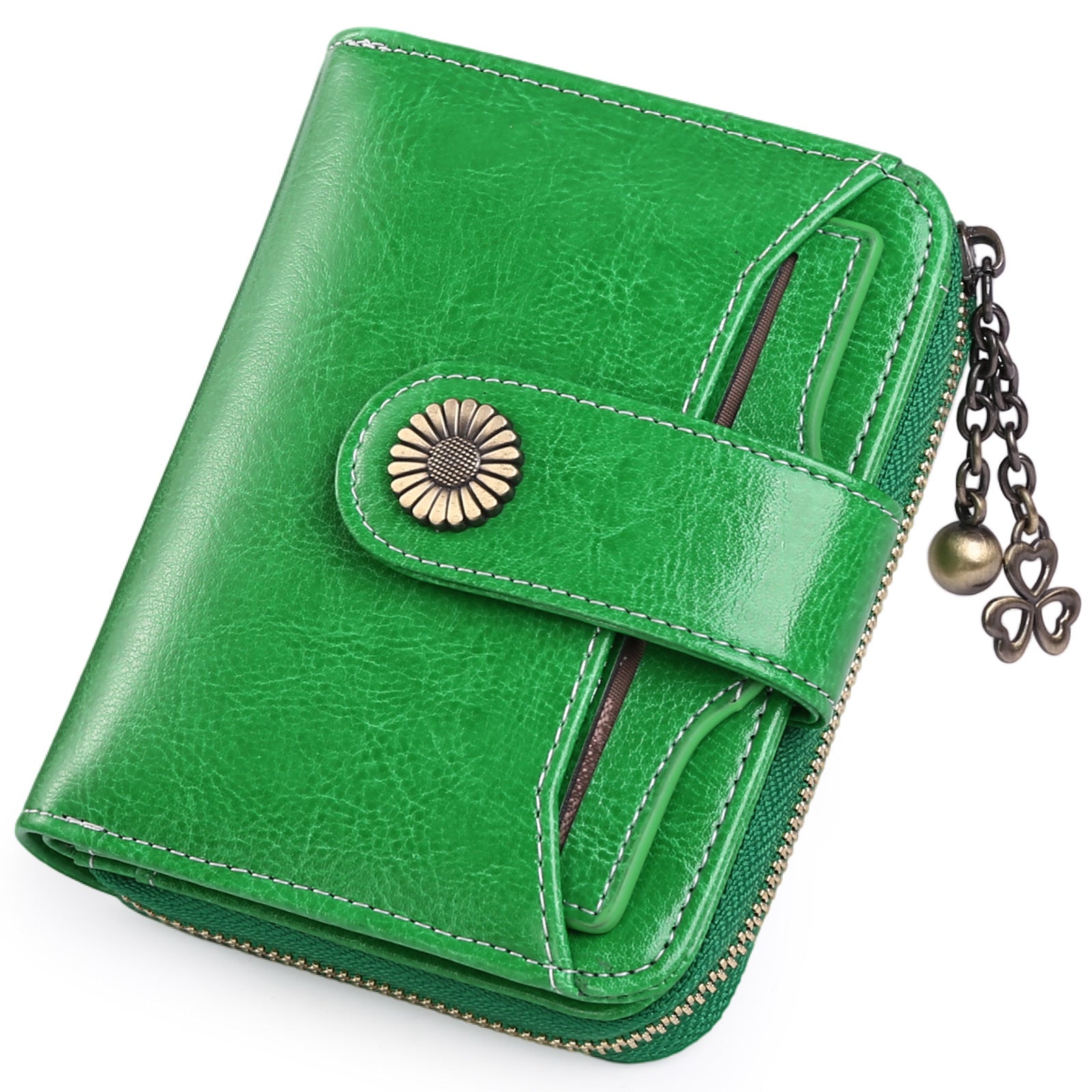 Oil Wax Genuine Leather Lady’s Wallet European And American Style - Custom Light Delight in Leather Wallets Galore