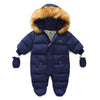 Baby Kids Jumpsuit Jas met Handschoenen  - Marineblauw