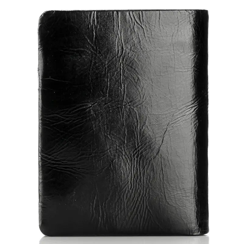 Black Cowhide Men’s Wallet with Solid Color Design US and CHF Compatible