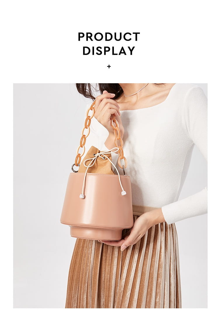 Original Drawstring Bucket Bag with Leather Two-Layer Design for Fashion Handheld
