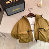 Boy Solid Color Short Hood Shell Jacket - Ginger Yellow