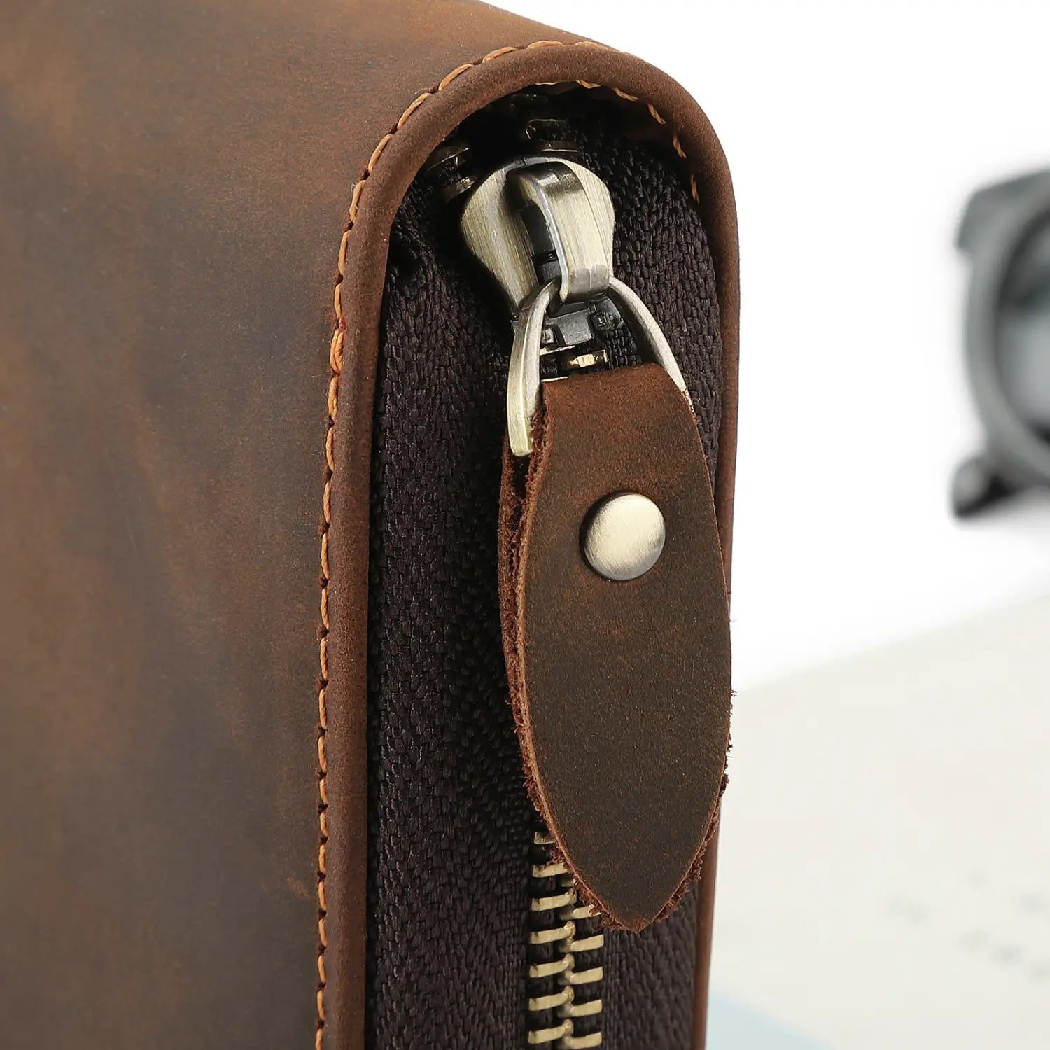 Leather Cowhide Grab Bag Wallet with Multiple Compartments