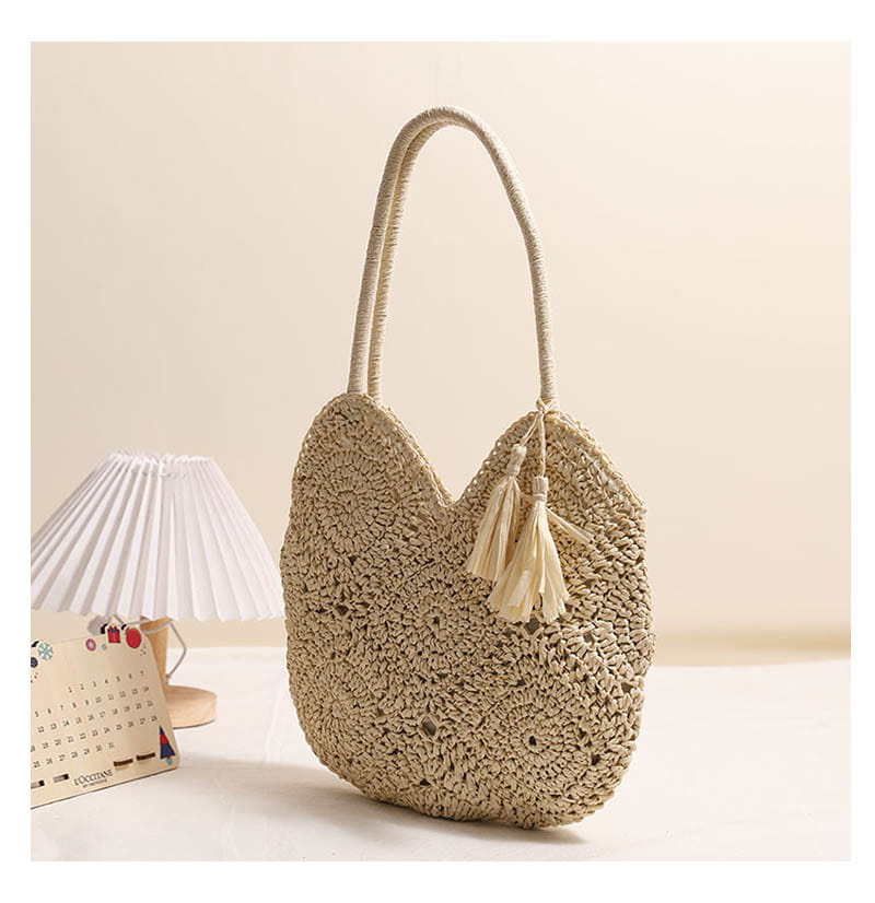 Plaid Grandma Style Tassel Woven Shoulder Bag Soft Medium Purse for Women