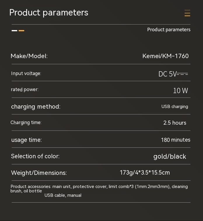Rechargeable Electric Hair Clipper with LCD Digital Display and USB Power