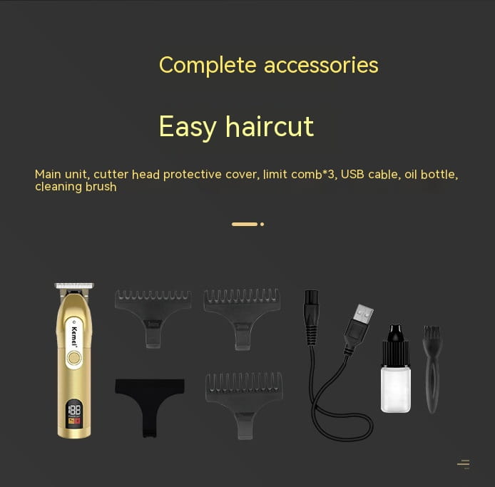 Rechargeable Electric Hair Clipper with LCD Digital Display and USB Power