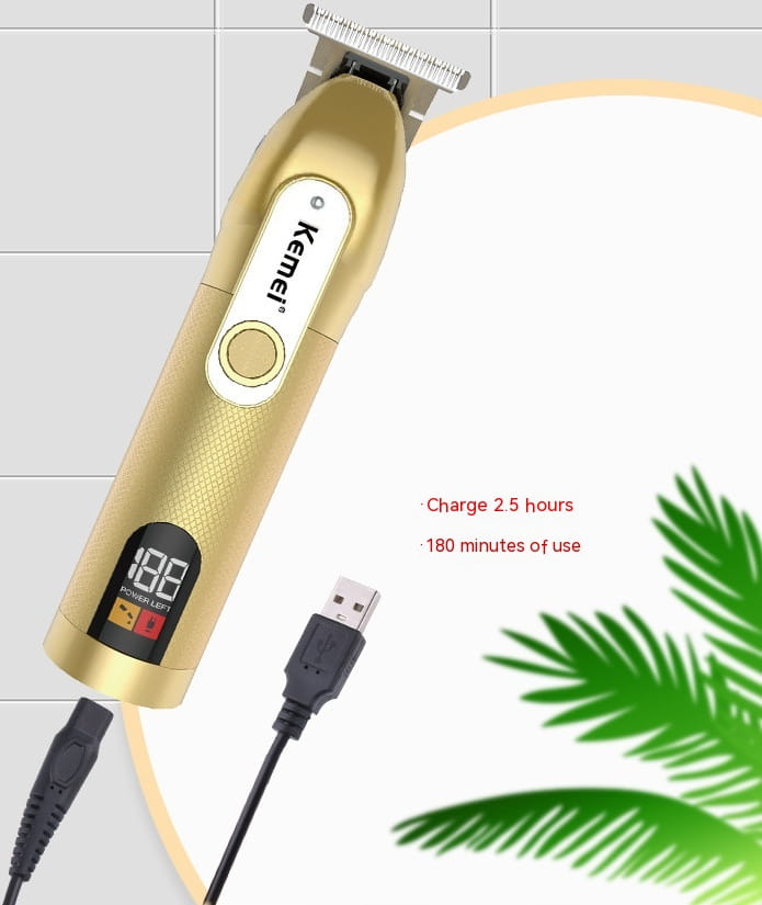 Rechargeable Electric Hair Clipper with LCD Digital Display and USB Power