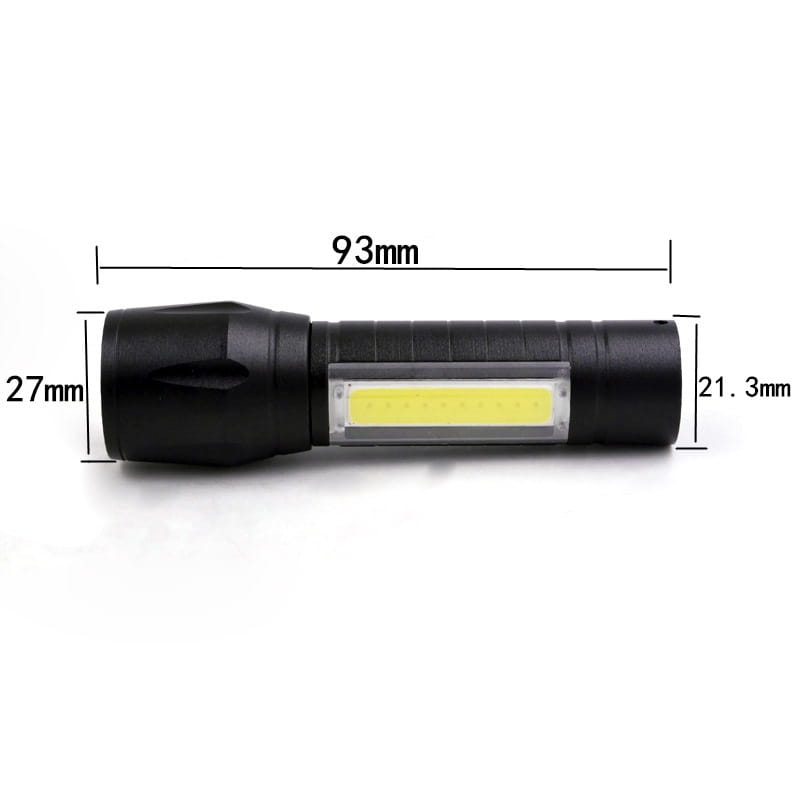 Mini USB Power Aluminum Alloy Torch with Zoom COB Flashlight for Outdoor