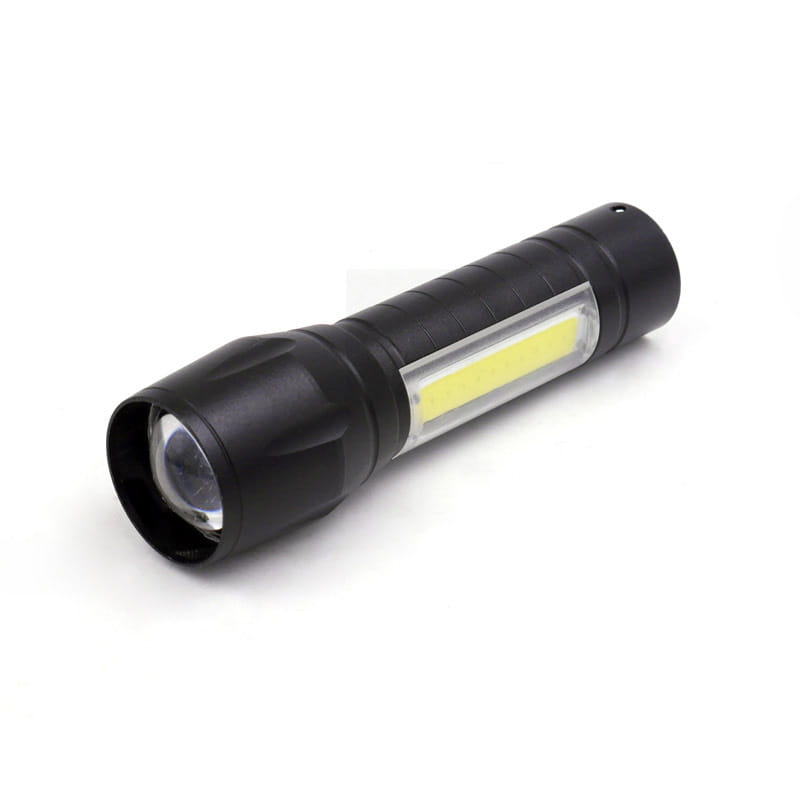 Mini USB Power Aluminum Alloy Torch with Zoom COB Flashlight for Outdoor