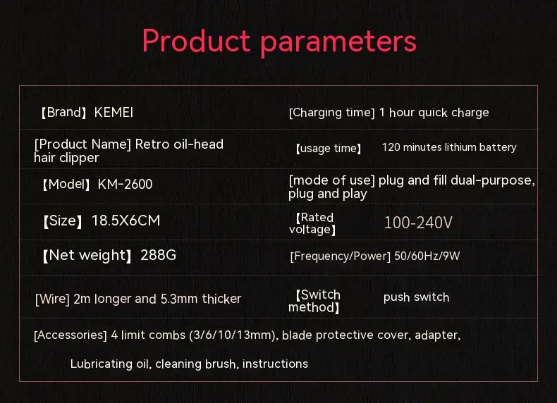 Dual-Purpose Electric Hair Scissors with 2200mA Lithium Cutter and International Standards