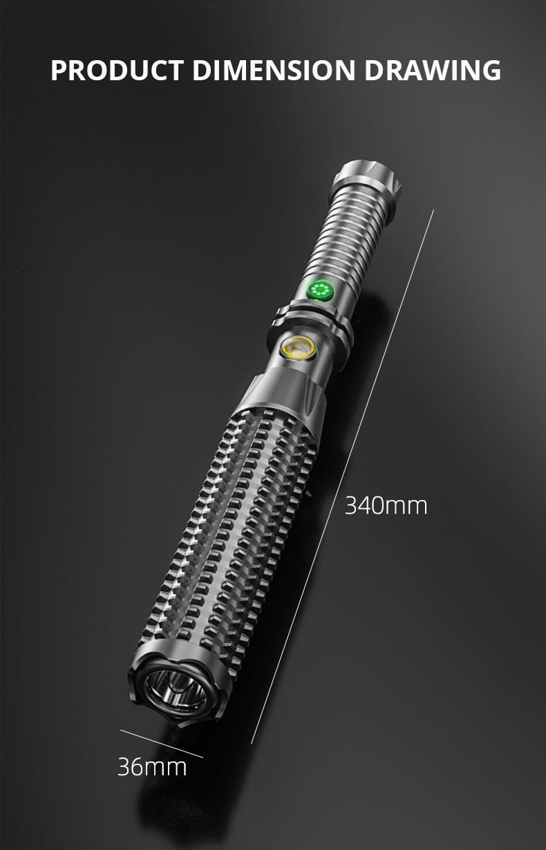 Outdoor USB Rechargeable Wolf Tooth Stick Self Defense Flashlight