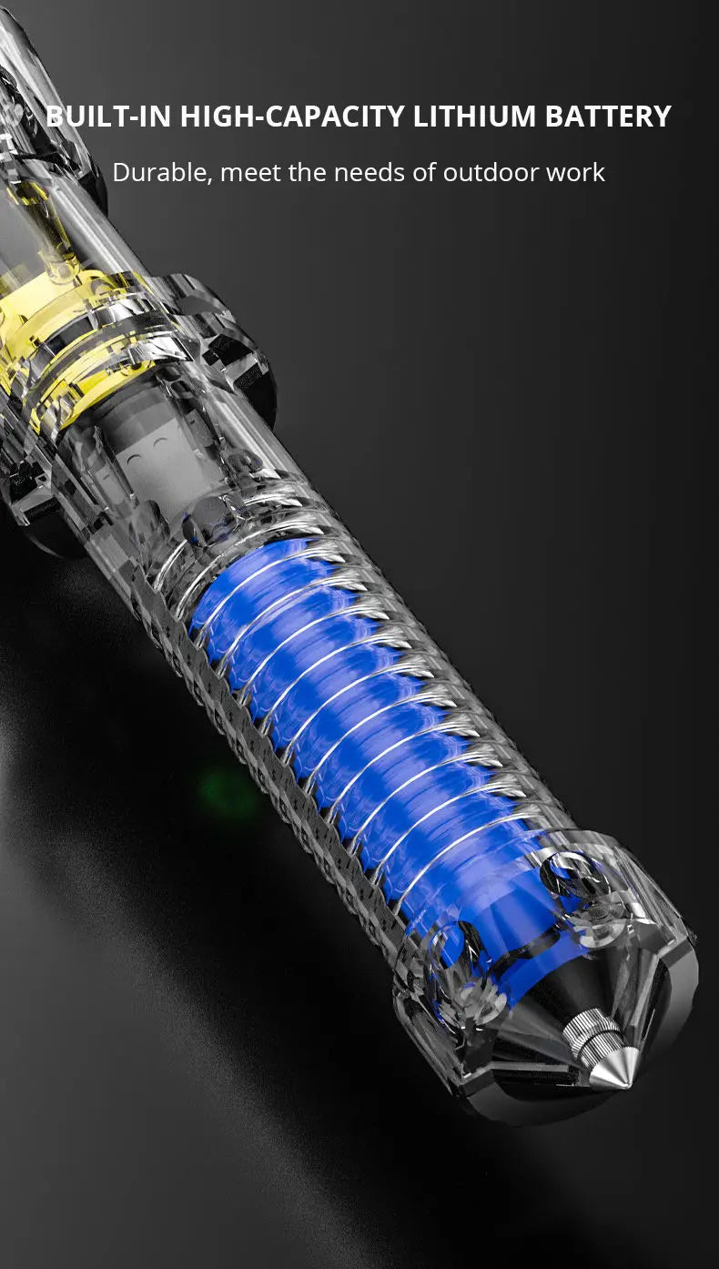 Outdoor USB Rechargeable Wolf Tooth Stick Self Defense Flashlight