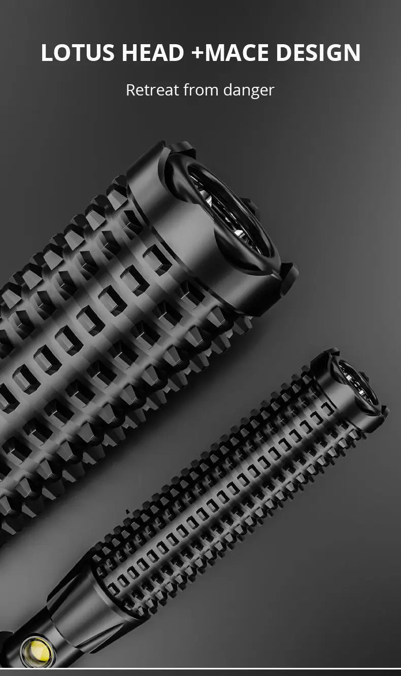 Outdoor USB Rechargeable Wolf Tooth Stick Self Defense Flashlight