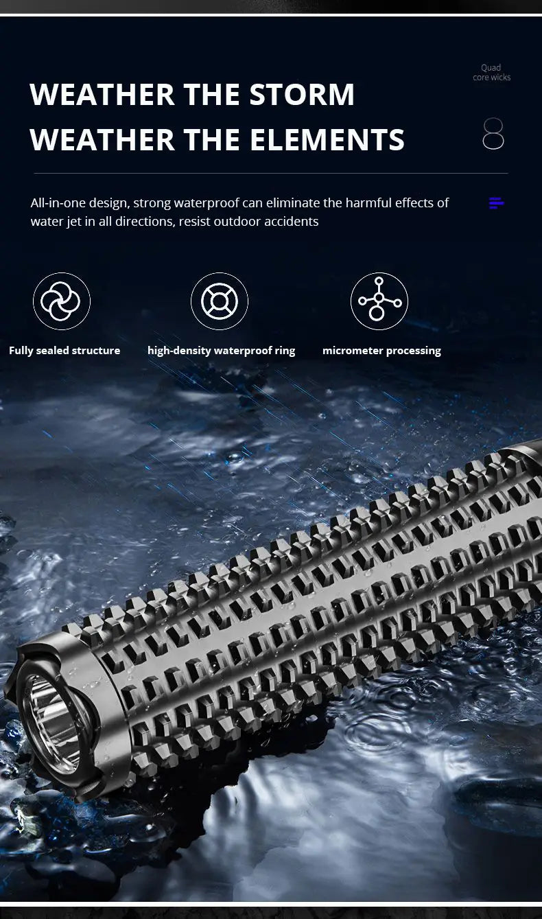 Outdoor USB Rechargeable Wolf Tooth Stick Self Defense Flashlight