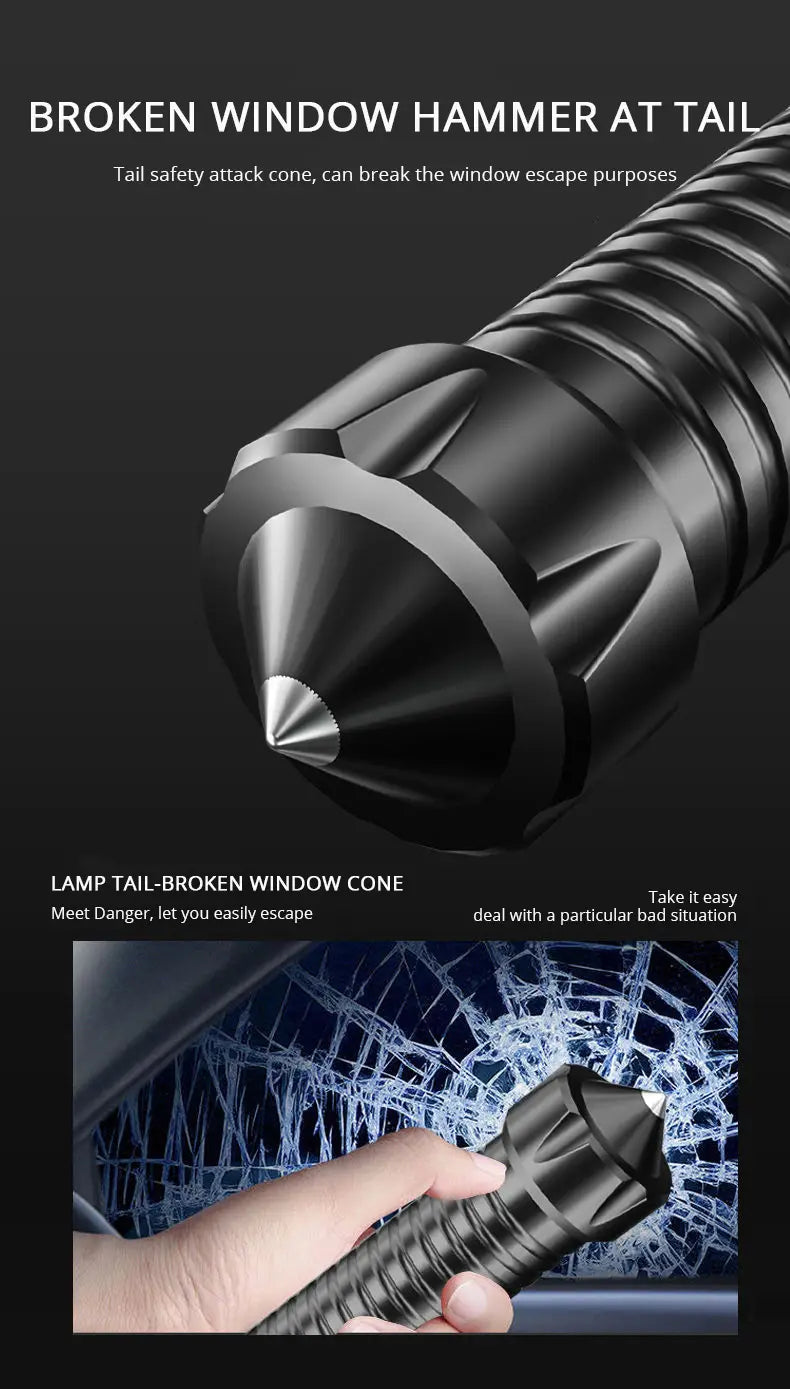 Outdoor USB Rechargeable Wolf Tooth Stick Self Defense Flashlight