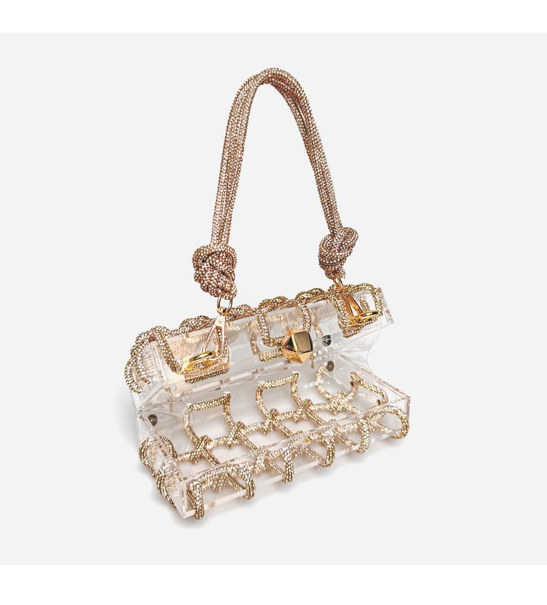 Champagne Gold Rainbow Color Hard Acrylic Suitcase for Shiny Rhinestone Banquets