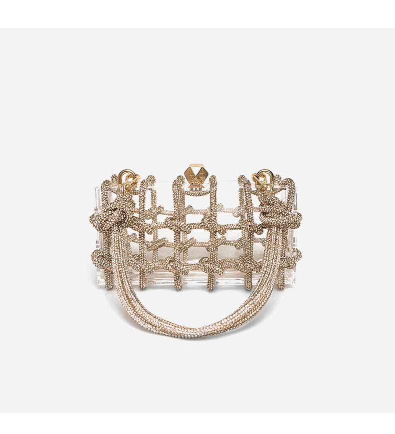 Champagne Gold Rainbow Color Hard Acrylic Suitcase for Shiny Rhinestone Banquets