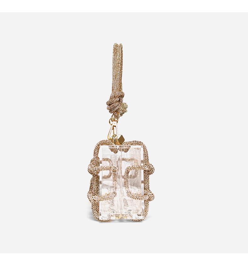 Champagne Gold Rainbow Color Hard Acrylic Suitcase for Shiny Rhinestone Banquets