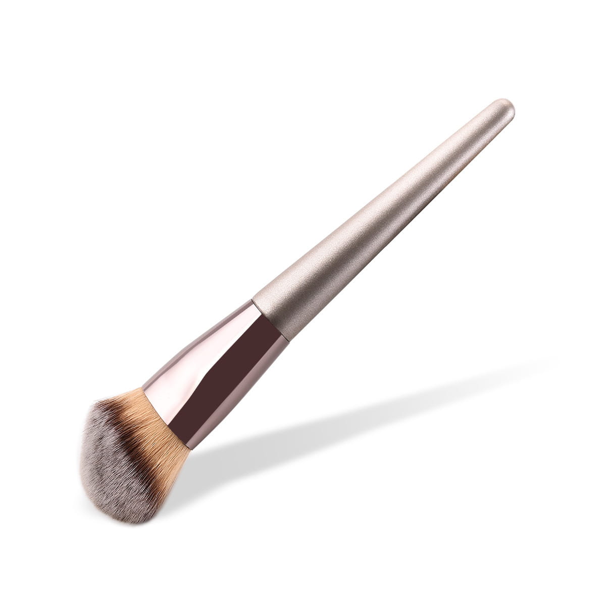 Makeup Brush Set in Champagne Gold with Wooden Handle and Nylon Bristles