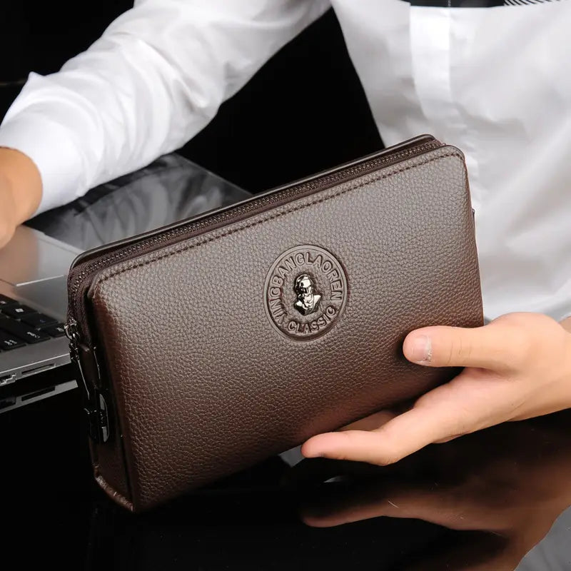United States Leather Clutch with Polyester Lining for Daily